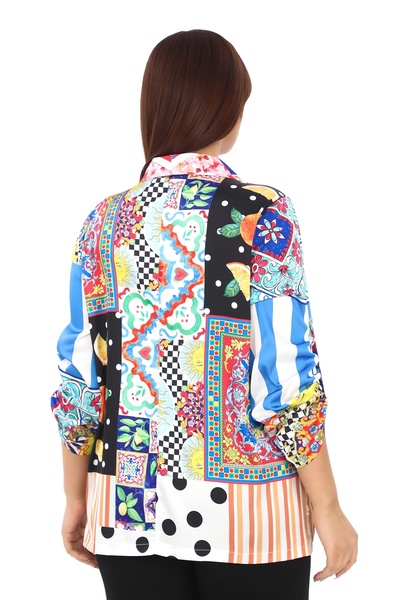 Lady Majestic Colorful Satin Large Size Women's Jacket - 44708