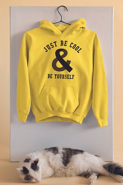 ADABEBEK Унисекс черен суичър с качулка Cool Be Yourself