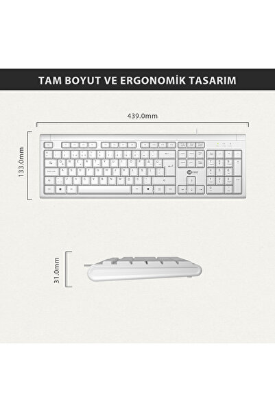 Lecoo Kb101 Usb Kablolu Türkçe Q Klavye Beyaz