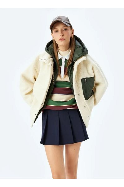 Koton Oversize Ecru Women's Jacket 5Wal20002Iw