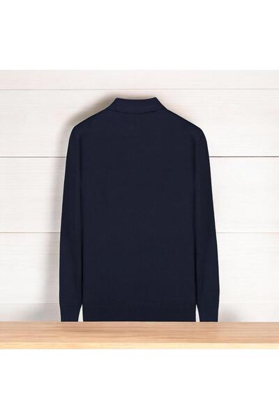 Sarar Interview Wraps Polo Neck Extrafine Wool Navy Blue Knitwear Sweater
