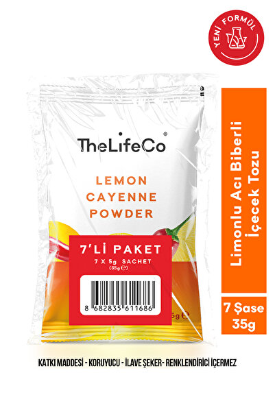 The LifeCo Lemon Cayenne - Limonlu Acı Biberli Içecek Tozu Şase 7 Günlük