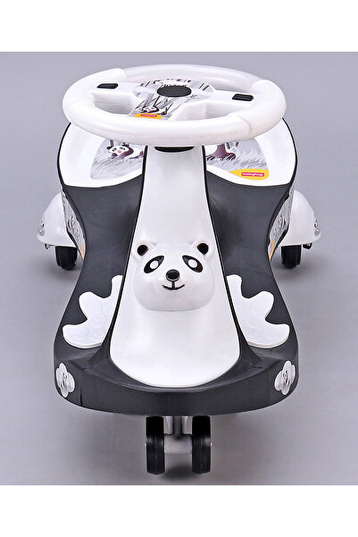 Babyhug Babyhug Panda Gyro Swing Car with Music & Lights, 180Â° Turn, Age 3+, Black/White