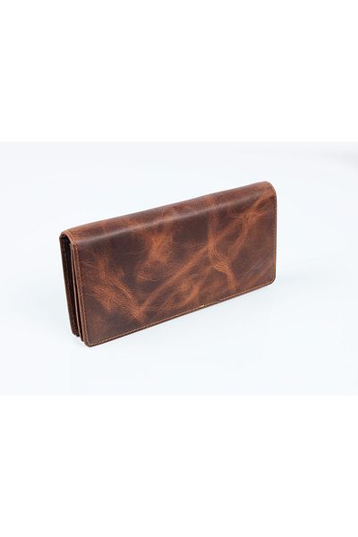 KRATOS Genuine Leather Long Wallet - Microchip, Unisex - Tan