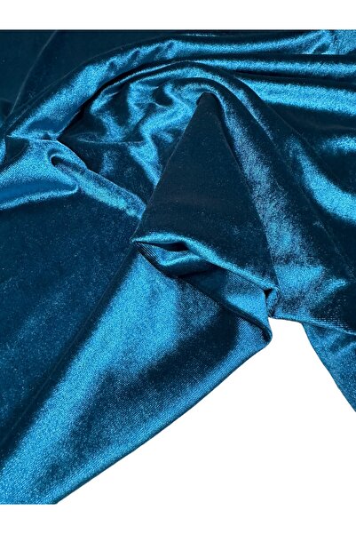 ipekkumaş Petrol Mavisi Likralı Elbiselik İpek Kadife ÜRÜNÜMÜZ ADET OLARAK SATILIR 1 ADET 1 METRE