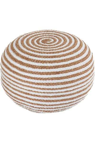 dekorist Runder osmanischer Pouf Fußhocker Jute Pouffe Hocker Sitzkissen Boho Home Decor Extra Sitzgelegenheit P
