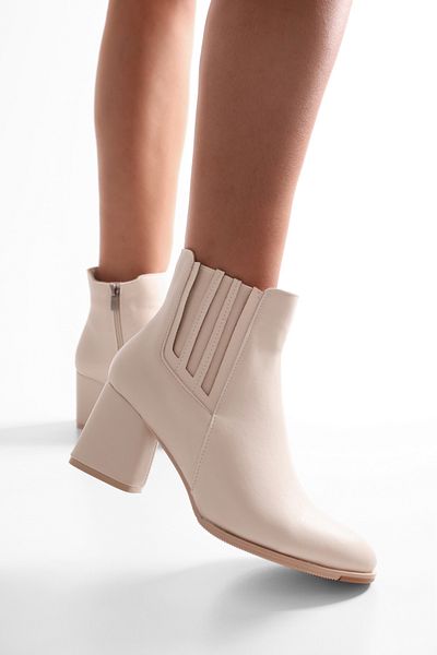Shoeberry Women's Misty Beige Skin Heeled Boots Beige Skin