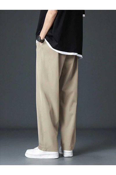 yg ydn giyim Cream Straight Leg Comfortable Clothing Men-Womens Plus Size Tracksuit Bottom