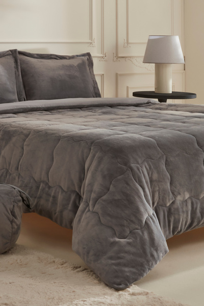 Karaca Home Flufy Çift Kişilik Soft Dream Comfort Set Antrasit