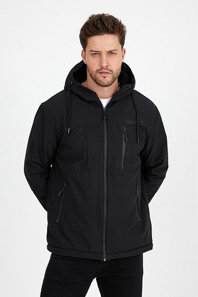 a02teks Waterproof and Windproof Shearling Softshell Slim Fit Men's Coat