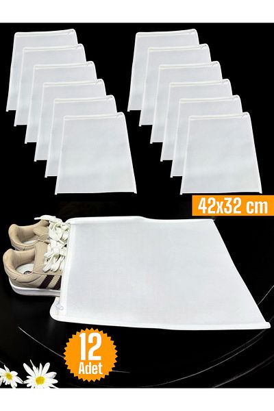 Balkan Room 12 Pcs White Shoes Storage Bag Travel Scrap Multipurpose Zipper Drawer Suitcase Organizer