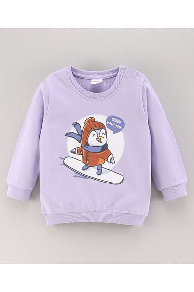 Babyhug Full Sleeves Sweatshirt Penguin Print - Purple