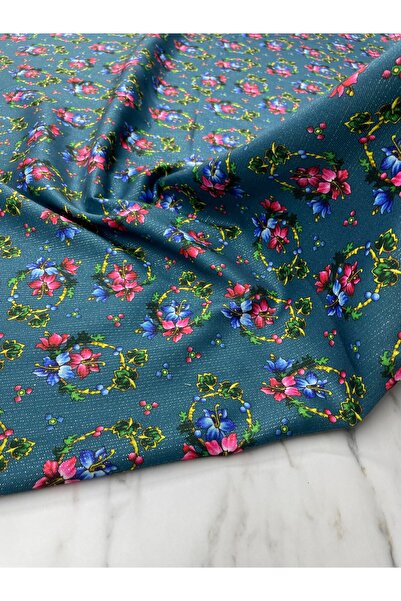 ipekkumaş Țesătură de in pentru rochie cu trandafir turcesc cu sclipici aurii Produsul nostru se vinde la bucăți 1 bucată 1 metru