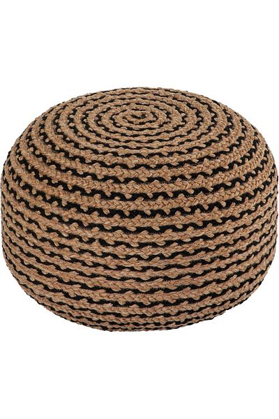 dekorist Runder osmanischer Pouf Fußhocker Jute Pouffe Hocker Sitzkissen Boho Home Decor Extra Sitzgelegenheit P