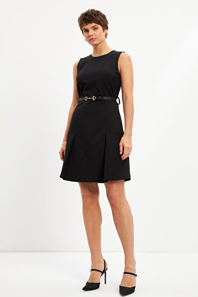 STELLA PULVIS Siyah Kemerli Kısa Elbise