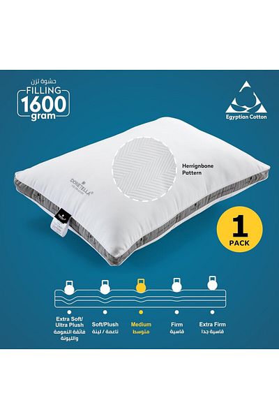 Donetella 1600 Grams 50X75 Cms 500  TC Pillow Egyptian Cotton Top-Luxury Down Alternative Filling Pack Of 1
