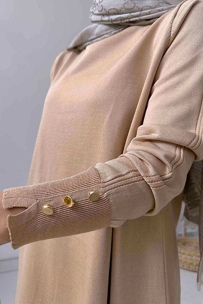 Ka Hijab A Form Luminous Mercerized Tunic - Milky Brown