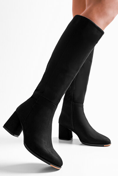 Shoeberry Жіночі чорні замшеві чоботи на підборах Kiella Чорні замшеві чоботи...