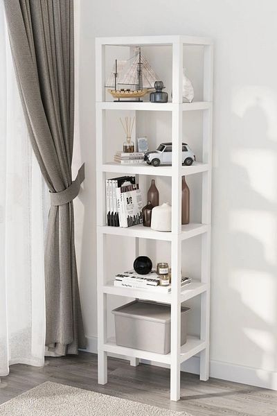 kitchen trend Plastic decorativ Ombeg cu 6 compartimente - Raft pentru cărți pentru ghiveci, organizator alb pentru baie, sufragerie și bucătărie