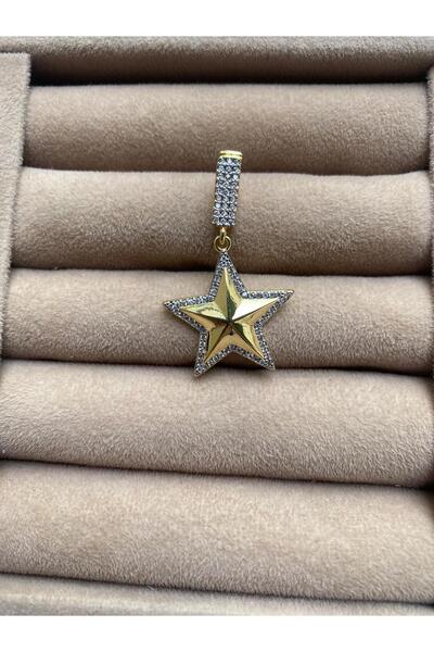 illys Gold Kenarı Zirkon Taş Detay Yıldız Figür Ajda Charm veya Kolye Ucu