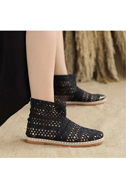 çetin ayakkabı Kadın Zenne Dantel Yazlık Delikli Şık Bot Ayakkabı