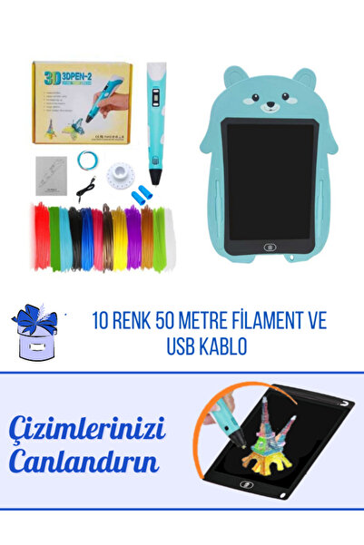 ORH Mavi Panda Grafik Tablet Ve 3d Kalem 3d Pen Usb Kablolu Üç Boyutlu Yazıcı...