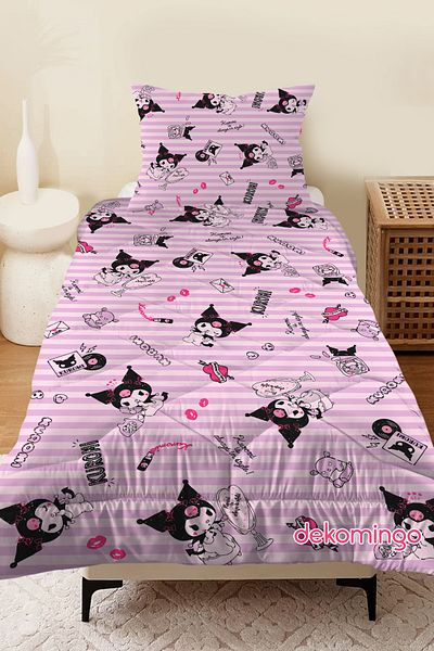 dekomingo Striped Pink Coromies Baby and Children's Room Quilted Quilt