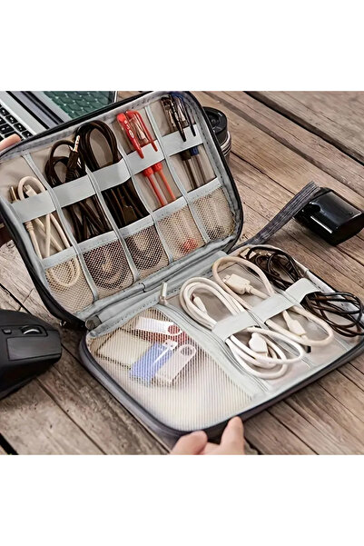 Mucizelerevi Taşınabilir Çok Fonksiyonlu Fermuarlı Veri Usb Kablo Çantası Ofi...