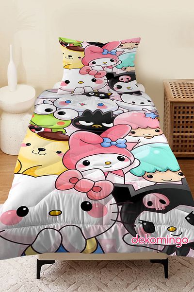 dekomingo Patterned Quilted Quilt - Kuromi and Friends