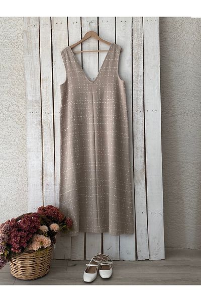 KÜÇÜĞÜM BUTİK Gilet din tweed în linie A de culoare bej