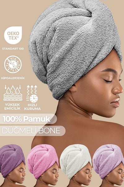 Miss Paris Home Button Elastic Hair Towel - Hair Drying for Face Care and after Bath