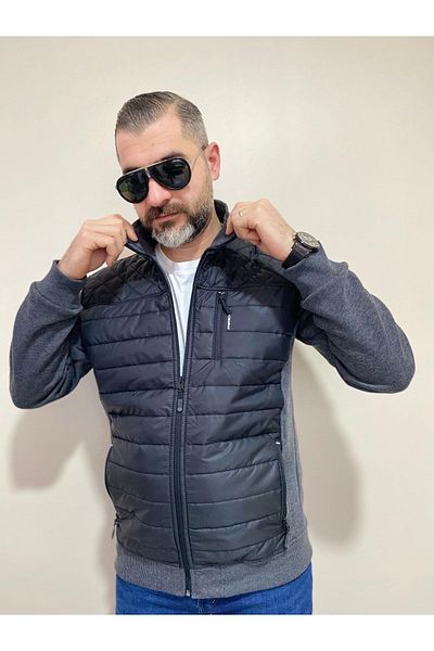 BENESSE Μπουφάν και παλτό με τρεις κλωστές με καπιτονέ ζιβάγκο μπροστά