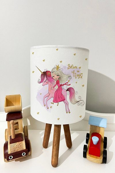 dekomingo Pink Horse Girl Patterned Baby and Child Room Lampshade