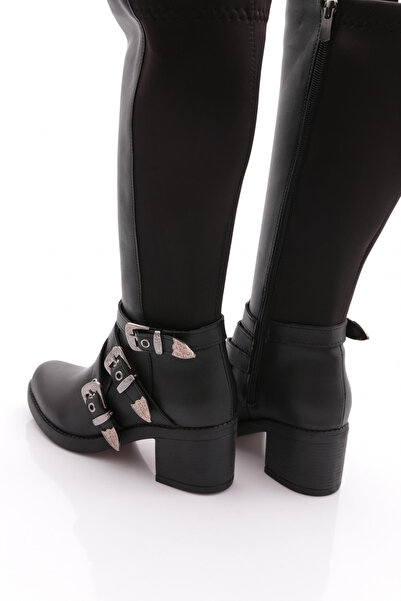 DGN Black Heeled Boots - Belt Detail, Women'S, 8282668