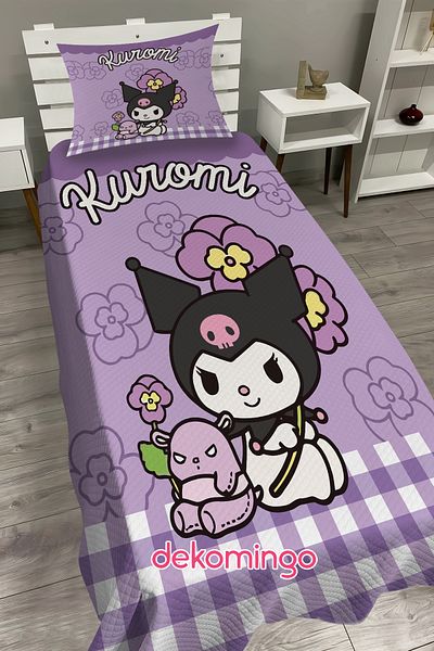 dekomingo Plaid Flower Purple Kuromi Baby and Children's Room Pike Set