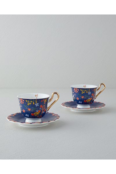 English Home Lavinia New Bonem 4-Piece 2-Person Cup Set - 220 ml Dark Blue