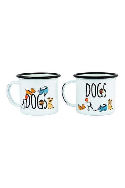Biggdesign Dogs Enamel Mugs Set Pack Of 2