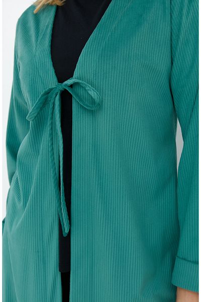 Fatma Atasoy Ribbed Velvet Tie Mint Kimono