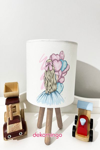 dekomingo Baby Girl and Children's Room Lamp Shade with Pink Balloon
