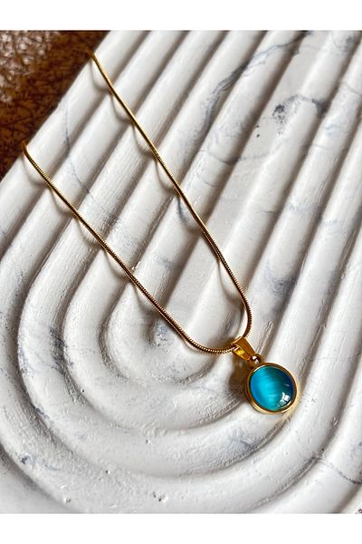 Staınless Natural Stone Steel Necklace