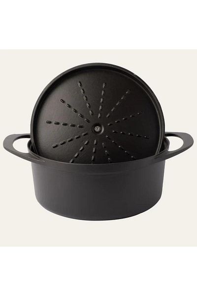 Sürel Black Matte Potart 24 cm Round Cast Pot