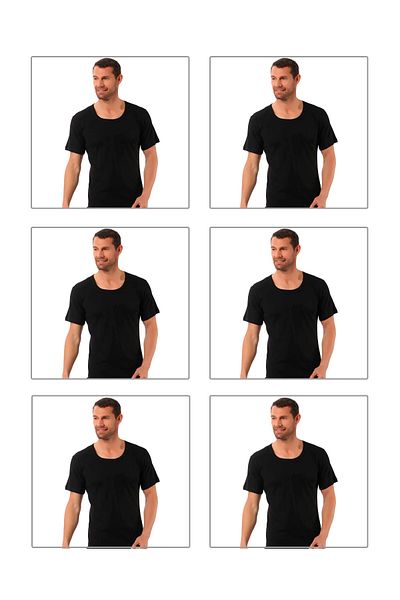 ÖZKAN underwear Özkan 0115 6-Pack Men's 100% Cotton Rib Fabric Stretchy Comfortable Wide Collar Short Sleeve Undershirt Undershirt