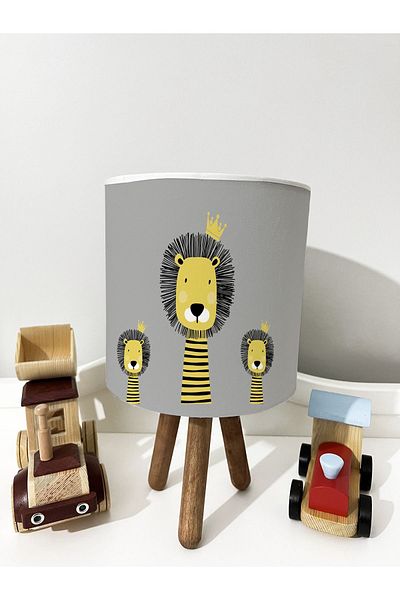 dekomingo Gray Lion Children's Room Lampshade with Tac