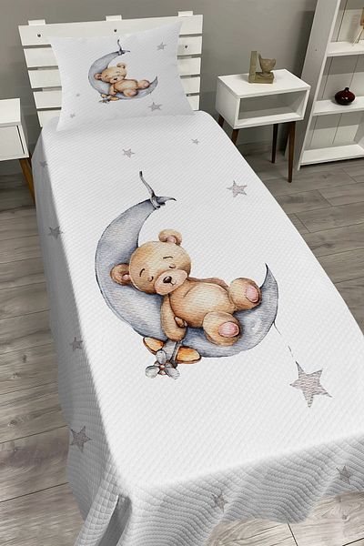 dekomingo Sleeping on the Moon Teddy Bear Baby and Child Base Pique Set