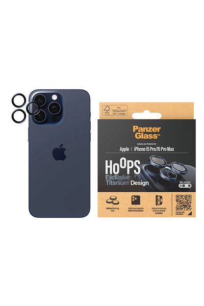 PanzerGlass Hoops Camera Lens Protector iPhone 15 Pro and 15 Pro max - Blue Titanium