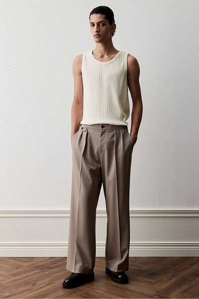 H&M قميص جيرسي Pointelle ذو قصة ضيقة
