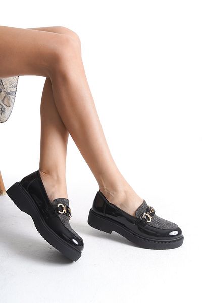 Modabuymus Pantofi de damă casual Oxford în carouri din piele neagră Admi