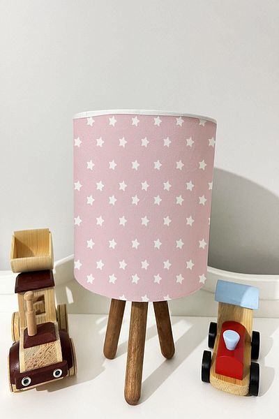 dekomingo PINK FLOOR STAR PATTERNED BABY AND CHILDREN'S ROOM LAMP