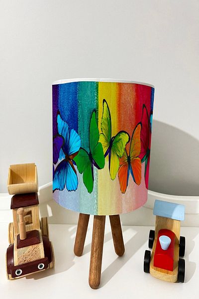 dekomingo RAINBOW BUTTERFLY PATTERNED BABY AND CHILDREN'S ROOM LAMP