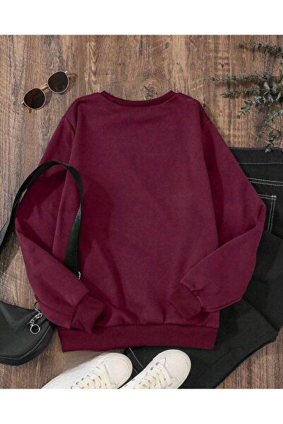 trendgar φούτερ με λαιμόκοψη με στάμπα μπορντό